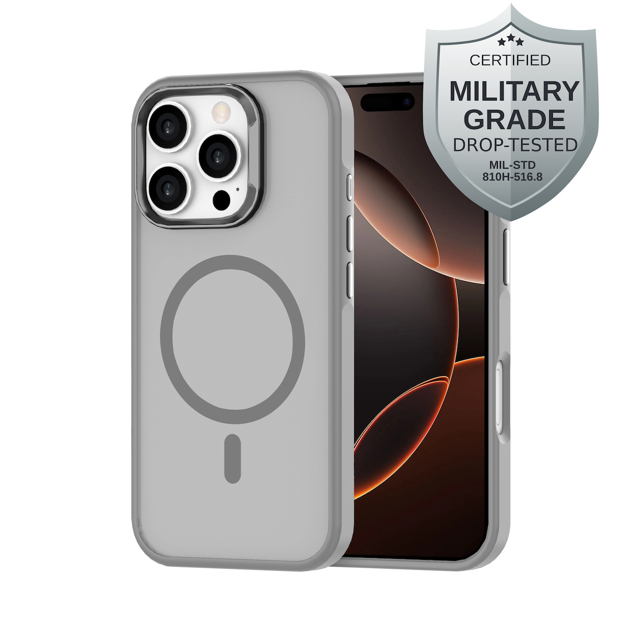 Just in Case Military Grade Case MagSafe voor Apple iPhone 16 Pro Telefoonhoesje Grijs