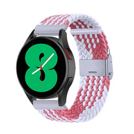 Braided nylon bandje - Wit / roze - Samsung Galaxy watch 7 / Galaxy Watch FE - 40mm & 44mm