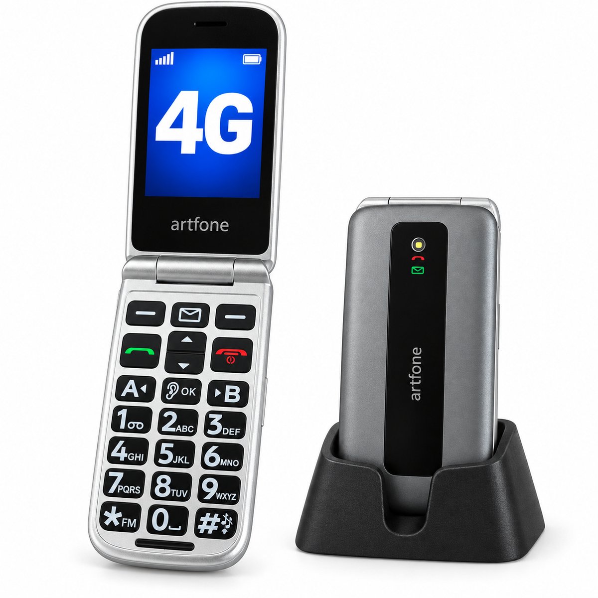 Artfone F30 Senioren Telefoon 4G - Grote Toetsen - SOS Noodknop - USB-C - GSM Dumbphone - Grijs