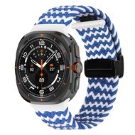 Braided band met D-buckle sluiting - Blauw met wit - Samsung Galaxy Watch Ultra / Ultra 2 - 47mm