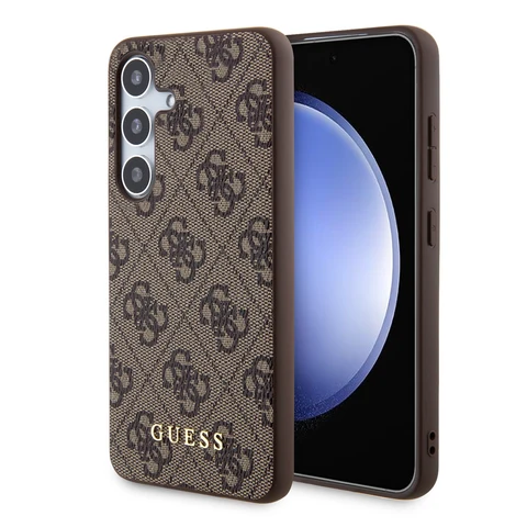 Guess Samsung Galaxy S24 Backcover hoesje - 4G Metal Gold Logo - Bruin