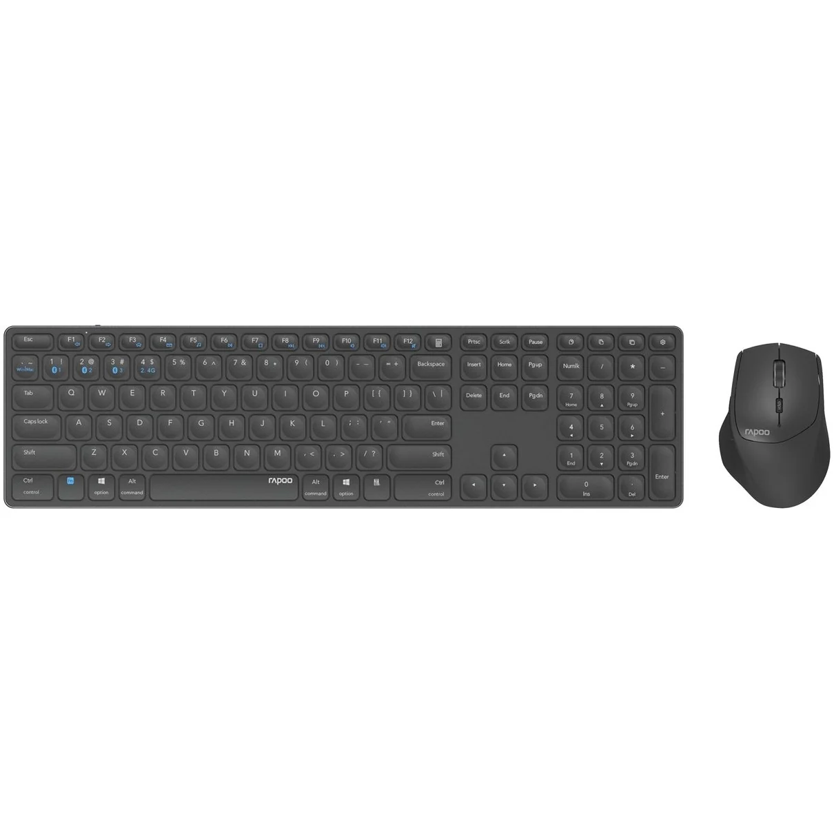 Rapoo 9800M Draadloze multimode Blade Combo Full Size Set Toetsenbord Grijs