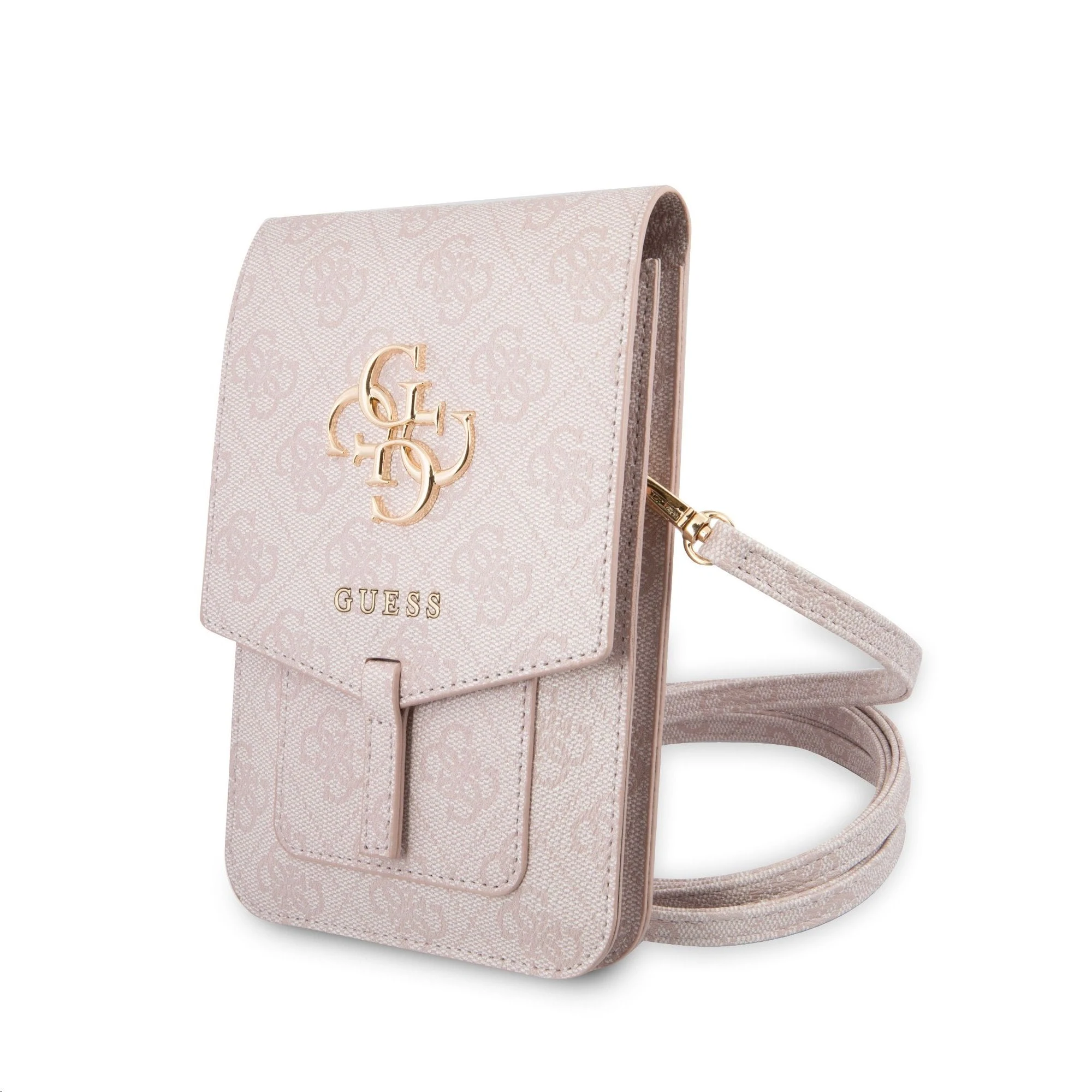 Guess PU 4G Metal Logo Universeel Telefoontasje - Roze