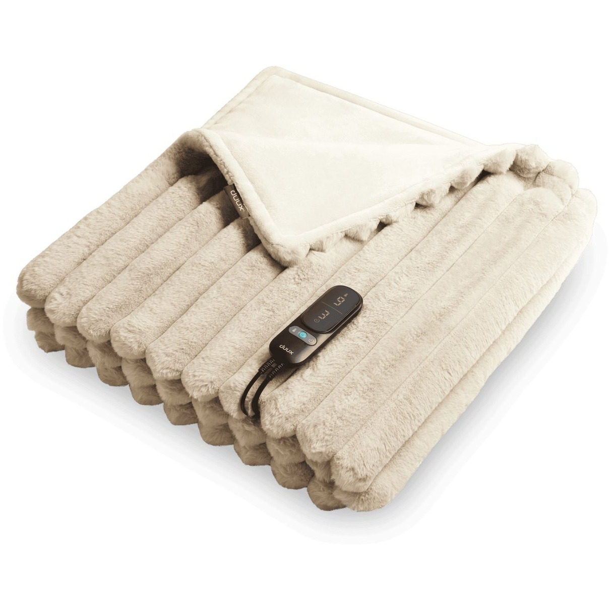 Duux Yentl Overblanket Striped Rabbit Faux Fur (200 x 200) Elektrische deken Beige