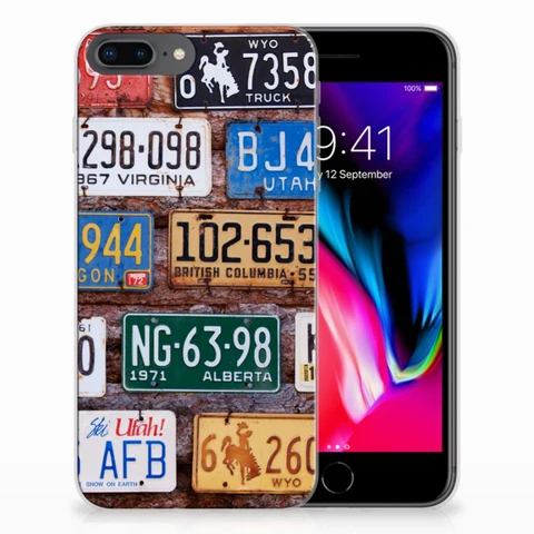 Apple iPhone 7 Plus | 8 Plus | Siliconen hoesje | met foto Kentekenplaten