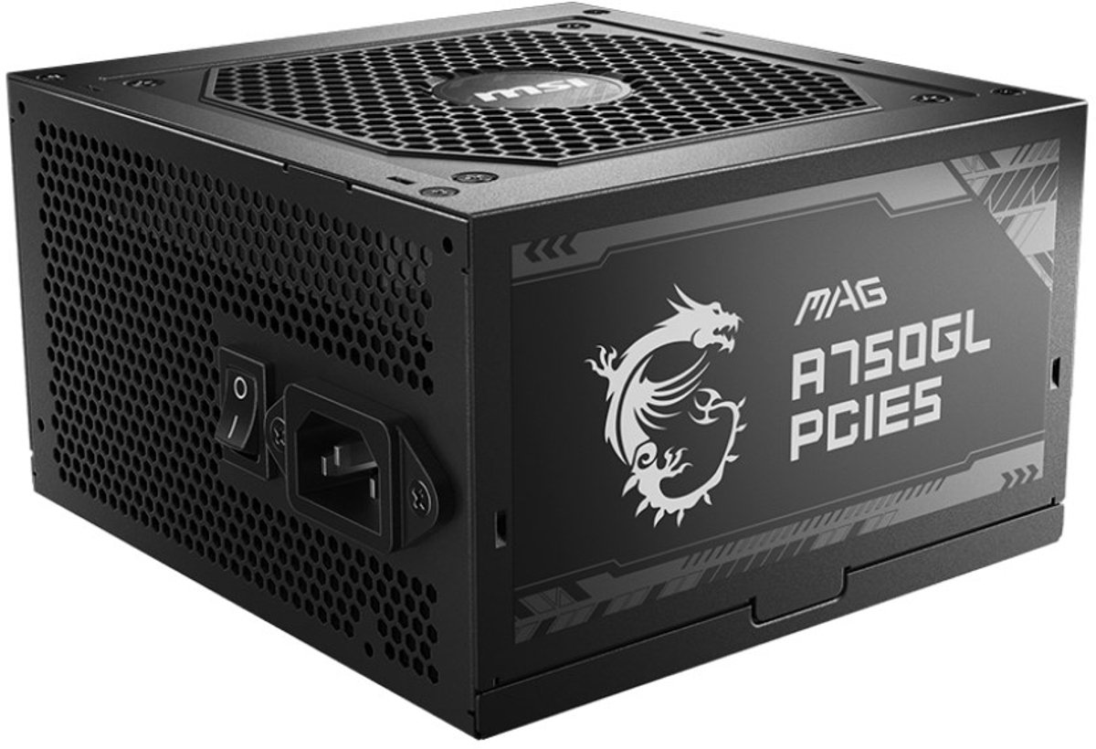 Interne Voeding - MSI MAG A750GL PCIE5 - ATX12V 3.0 - 80 Plus Gold - 750 Watt - Modulair - 100-240V - Actieve PFC - PCIe 5.0 - Zwart