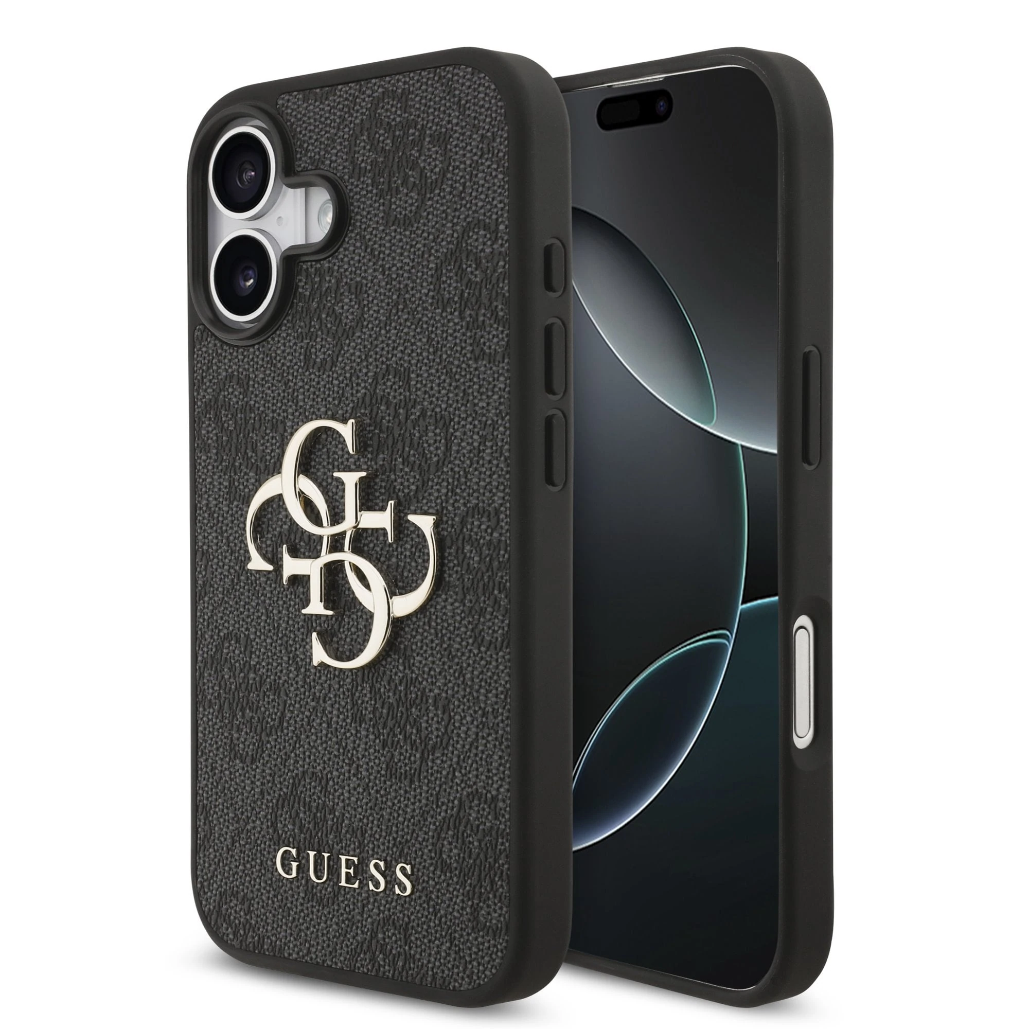 Guess PU 4G Metal Logo Hoesje iPhone 17 - Grijs